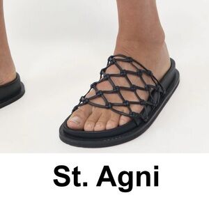 St. Agni Macrame Gio Slide Sandals - Black 40